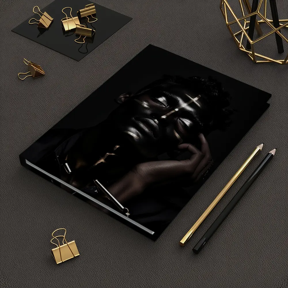 Dark Male Portrait Gold Light Rays – Notebooks