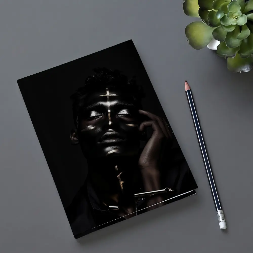 Dark Male Portrait Gold Light Rays – Notebooks