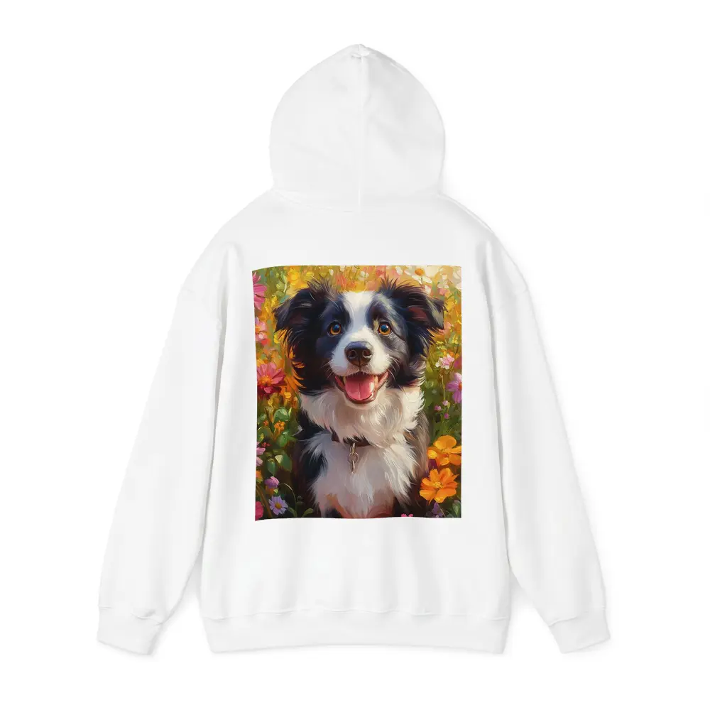 Happy Border Collie Dog Oil Painting Flowers – Hoodies