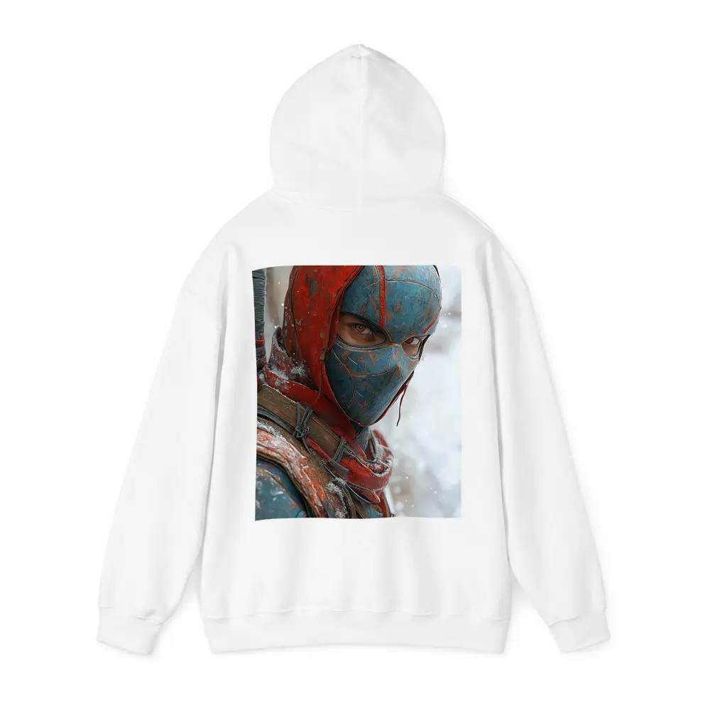 Red Blue Ninja Warrior Snowy Winter Background – Hoodies