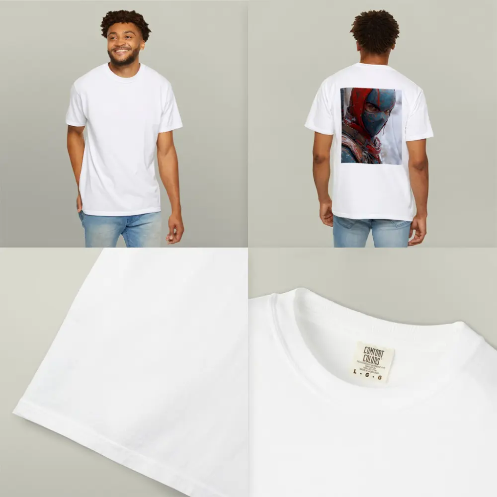 Red Blue Ninja Warrior Snowy Winter Background – T-Shirts