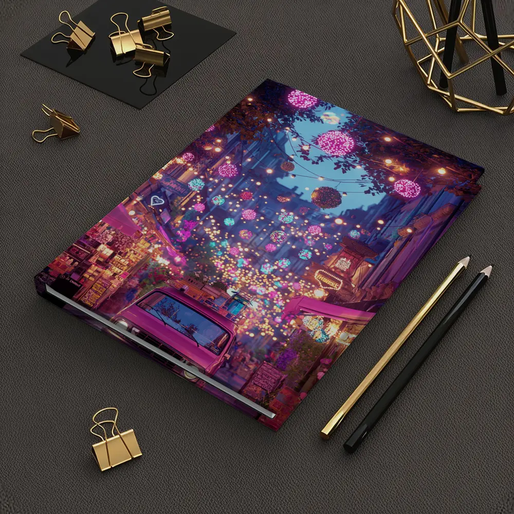 Neon Street Market Night Pink Van – Notebooks