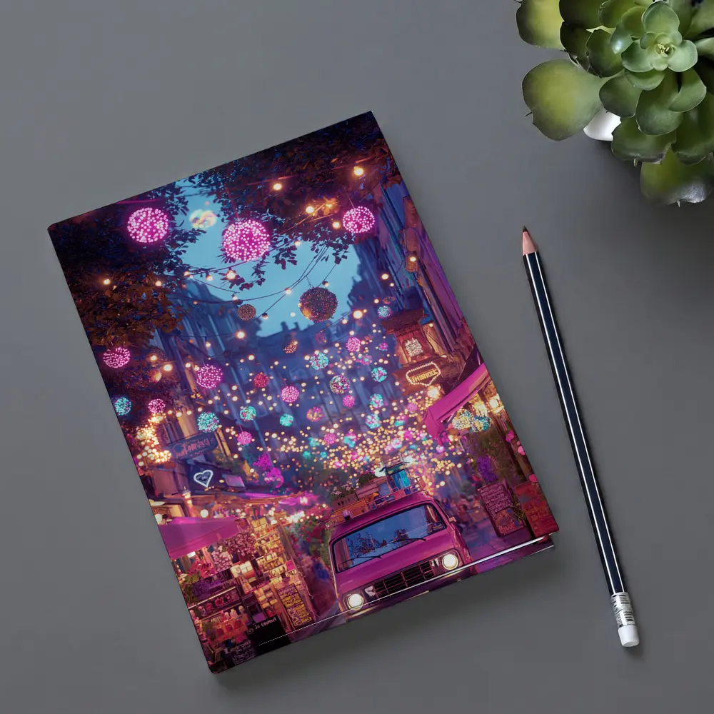 Neon Street Market Night Pink Van – Notebooks
