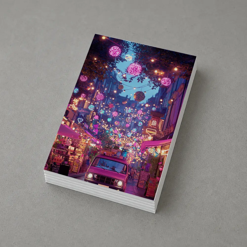 Neon Street Market Night Pink Van – Postcards
