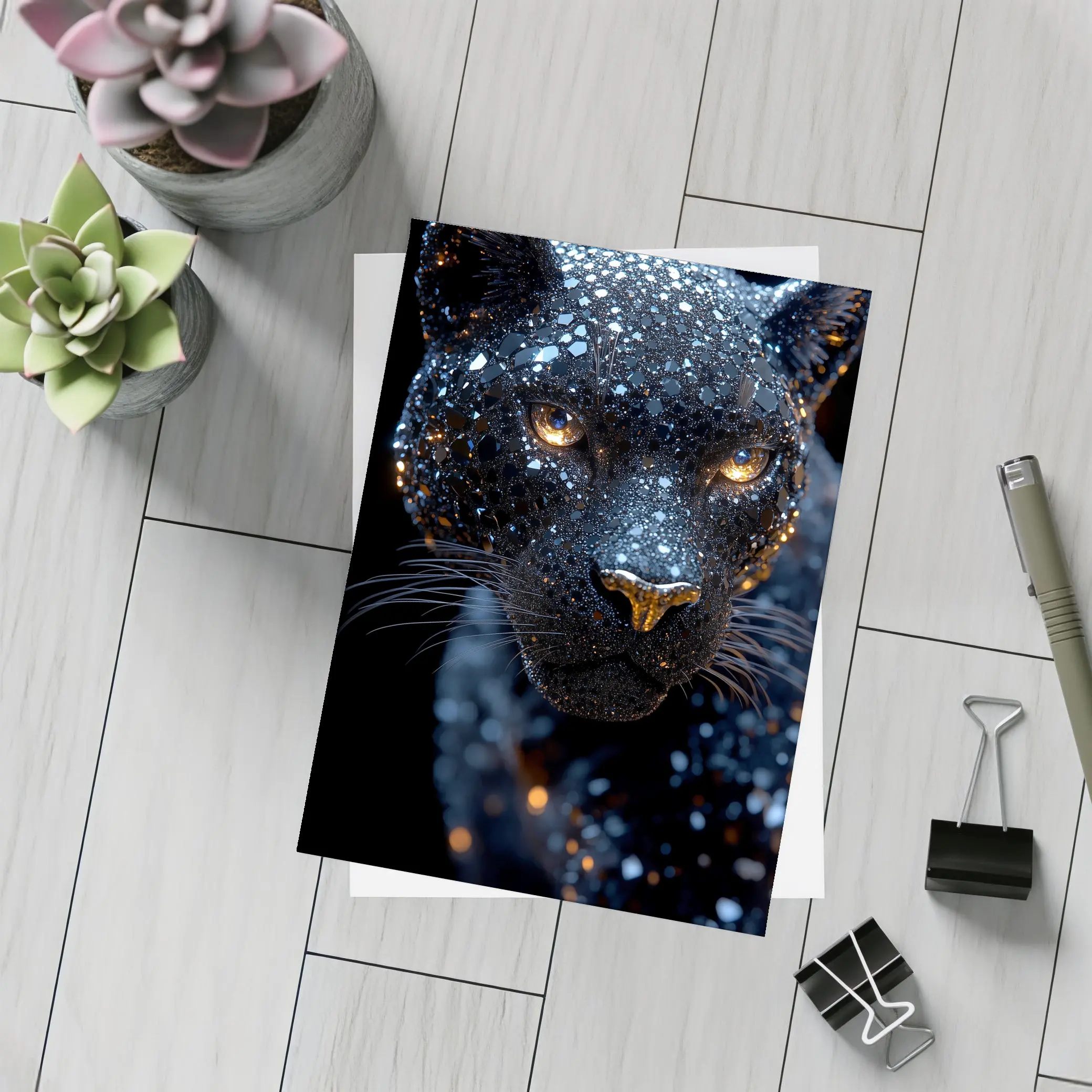 Black Panther Cosmic Glitter Dark Background – Postcards