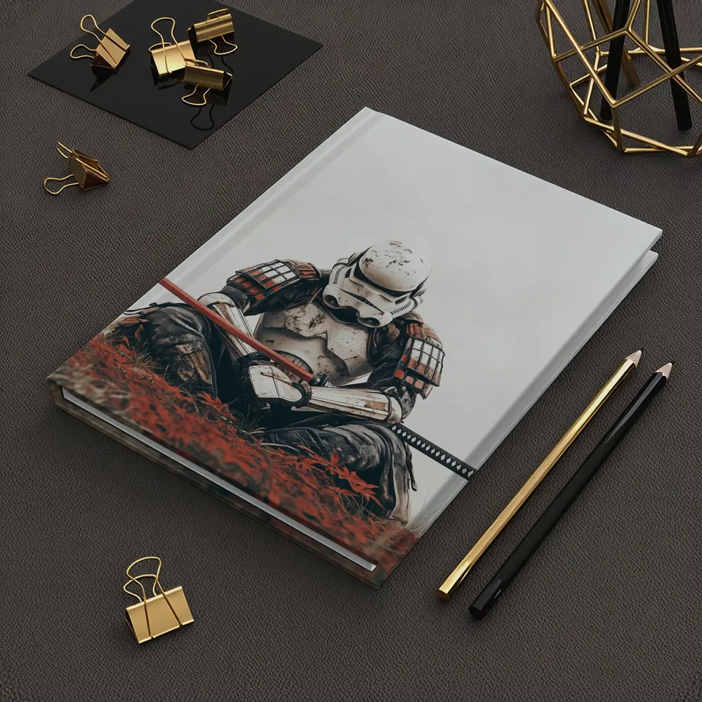 Samurai Stormtrooper Sitting Red Autumn Field – Notebooks