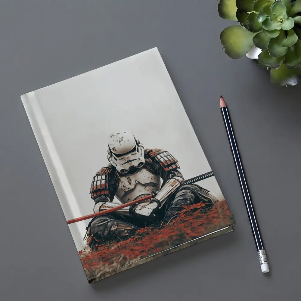 Samurai Stormtrooper Sitting Red Autumn Field – Notebooks