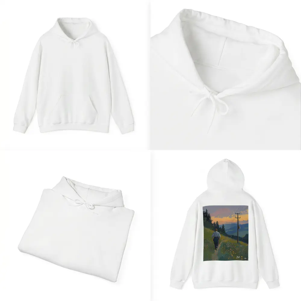 Man Walking Wildflower Path Oil Painting – Hoodies