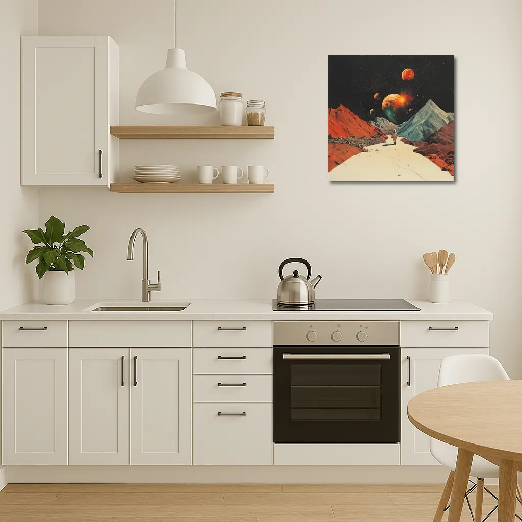 Astronaut Walking Alien Planet Retro Space – Wall Art