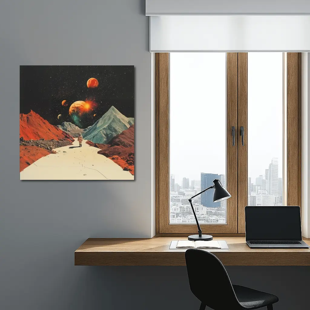 Astronaut Walking Alien Planet Retro Space – Wall Art