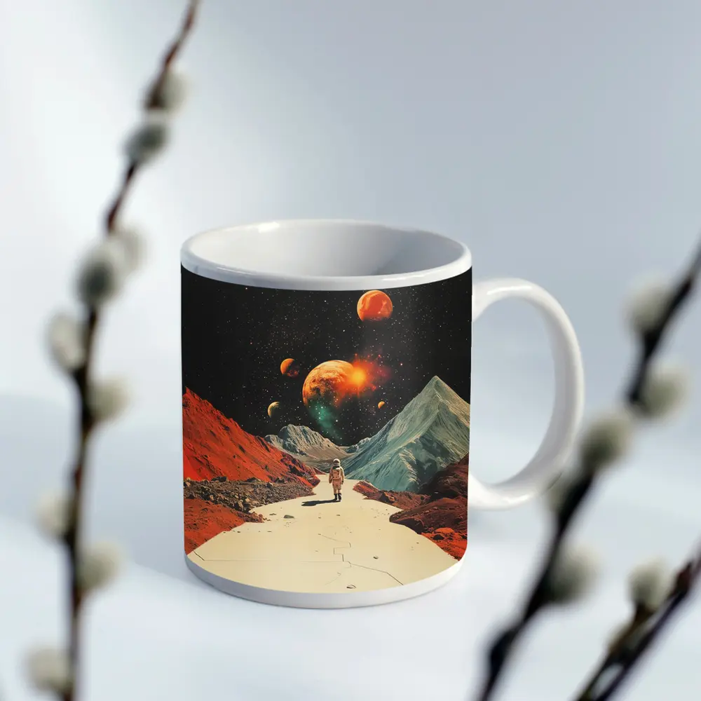Astronaut Walking Alien Planet Retro Space – Mugs
