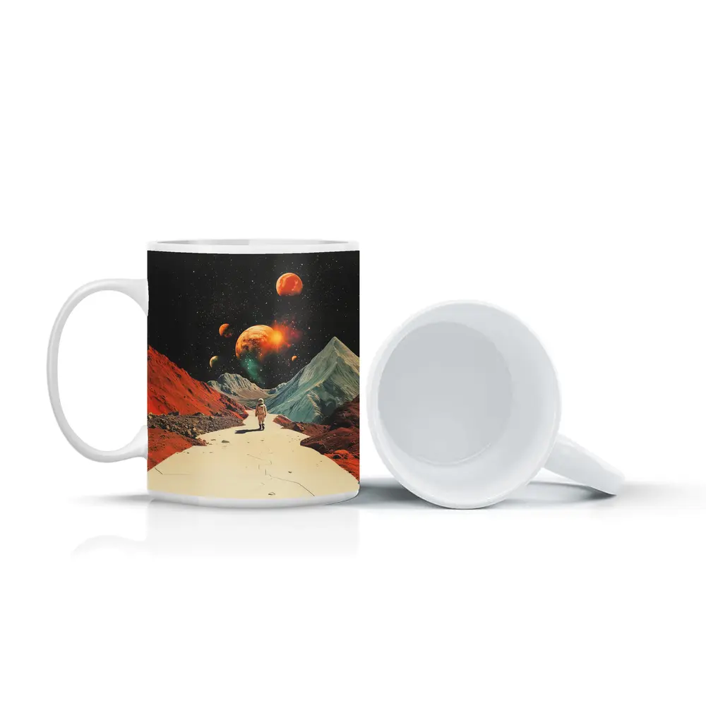 Astronaut Walking Alien Planet Retro Space – Mugs