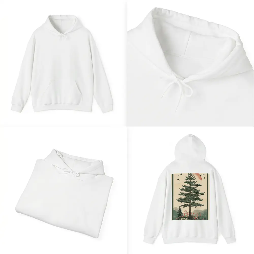 Pine Tree Mountain Landscape Japanese Minimal Art – Hoodies