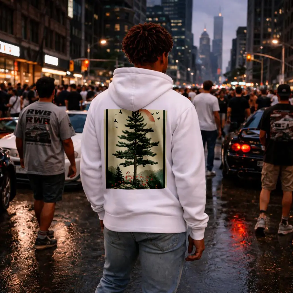Pine Tree Mountain Landscape Japanese Minimal Art – Hoodies