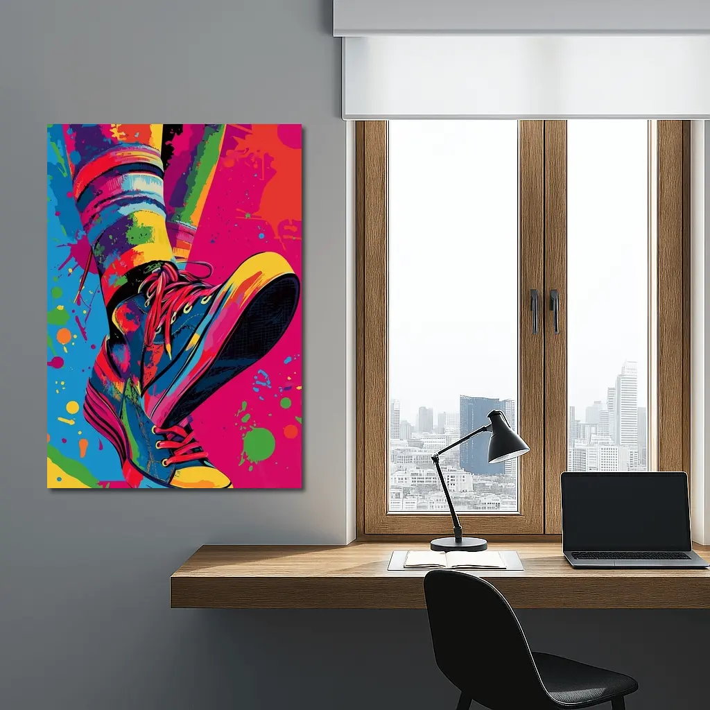 Colorful Sneakers Pop Art Paint Splatter – Wall Art