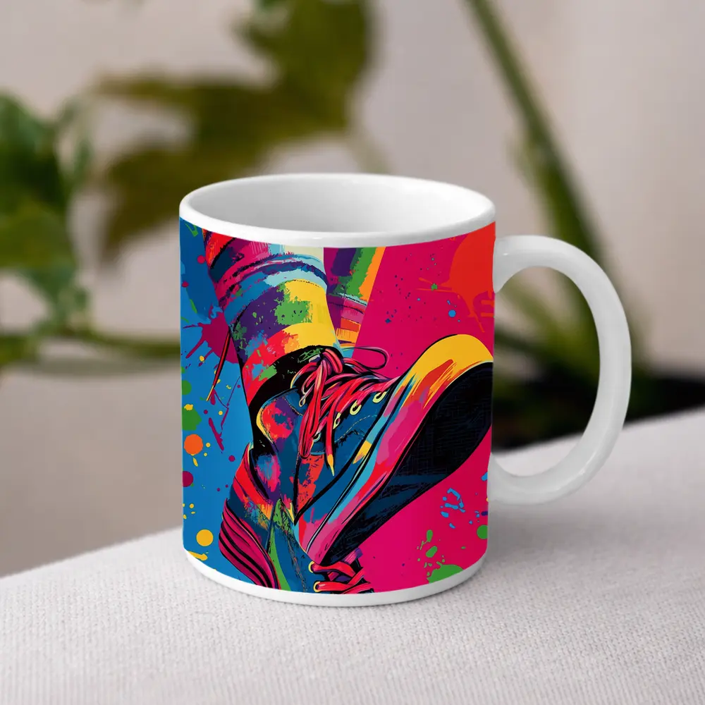 Colorful Sneakers Pop Art Paint Splatter – Mugs