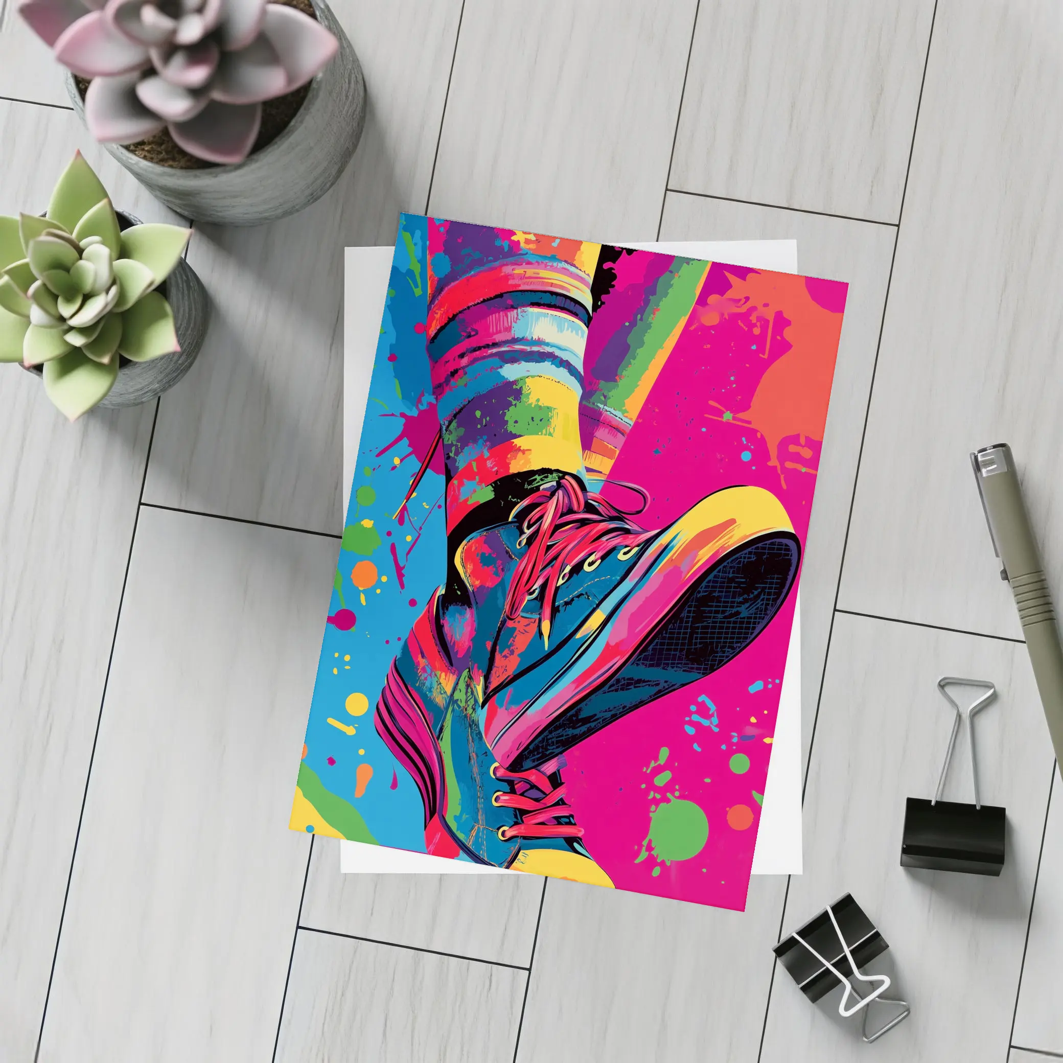 Colorful Sneakers Pop Art Paint Splatter – Postcards