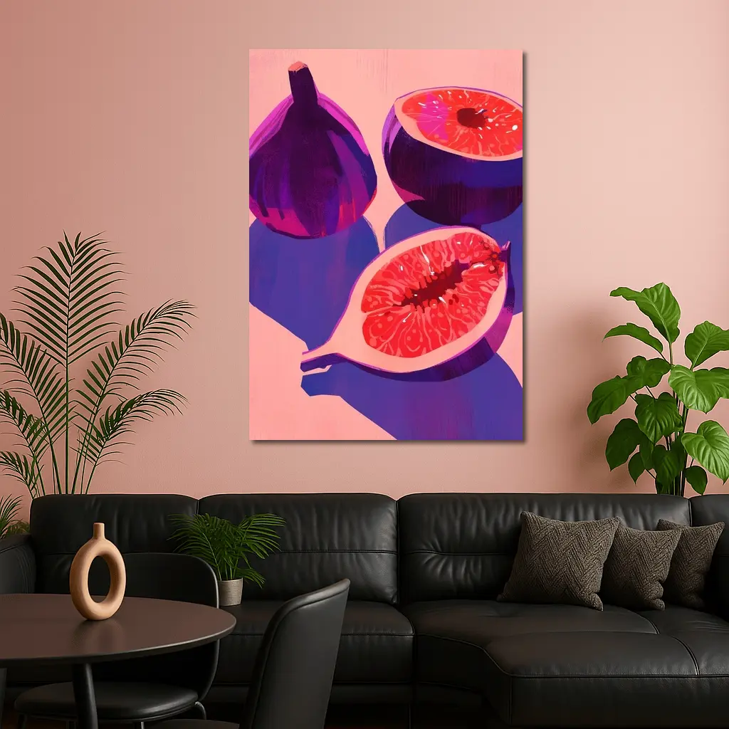 Purple Figs Still Life Pink Background – Wall Art
