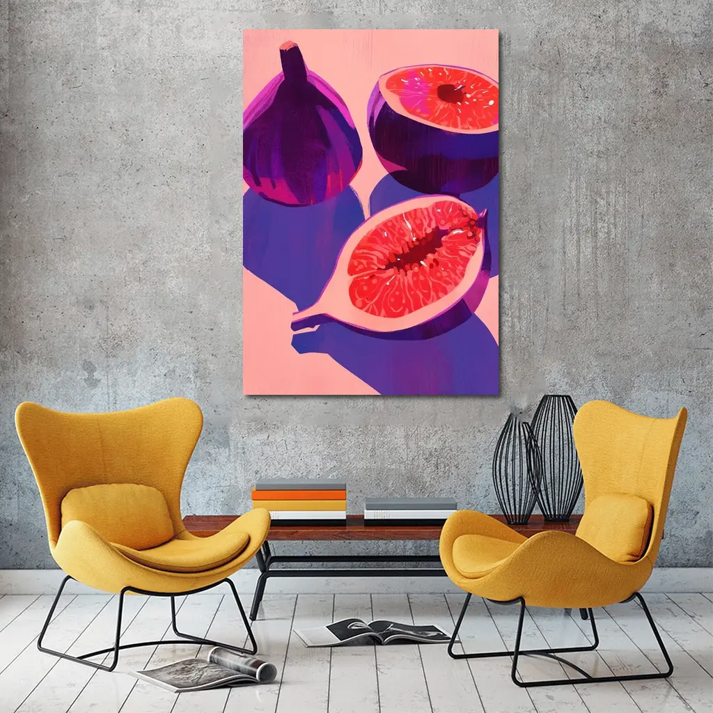 Purple Figs Still Life Pink Background – Wall Art