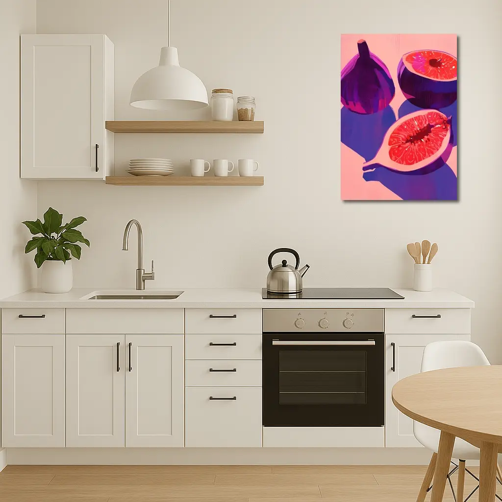 Purple Figs Still Life Pink Background – Wall Art