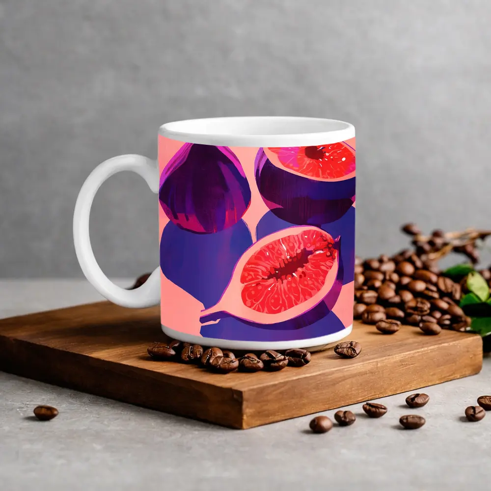 Purple Figs Still Life Pink Background – Mugs