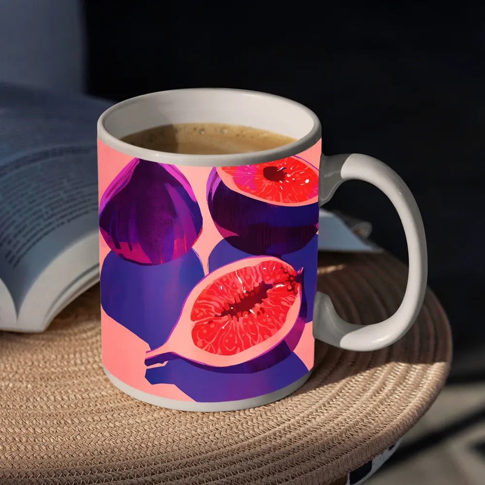 Purple Figs Still Life Pink Background – Mugs