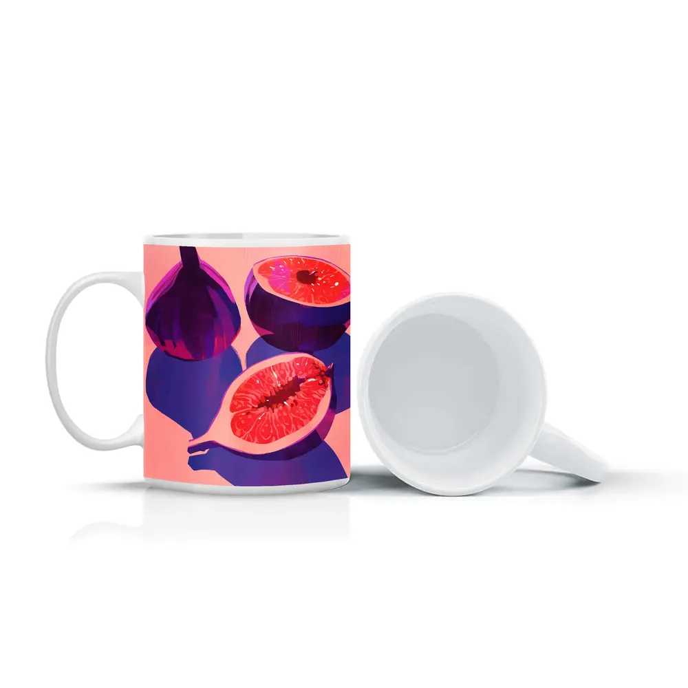 Purple Figs Still Life Pink Background – Mugs