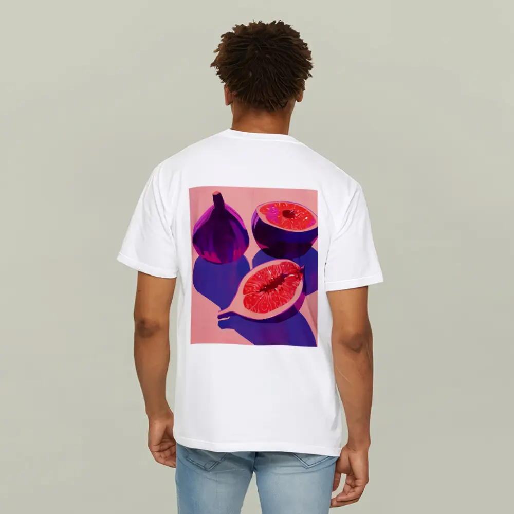 Purple Figs Still Life Pink Background – T-Shirts