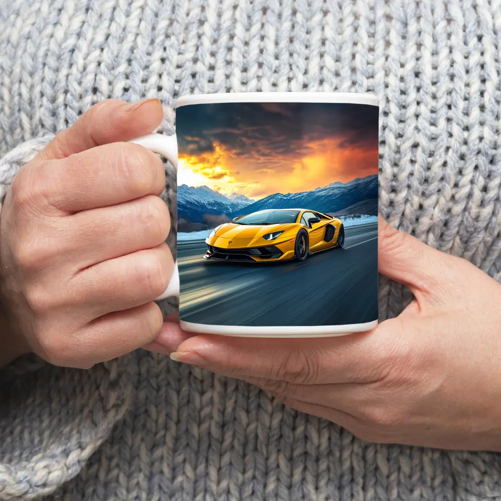 Lamborghini Aventador Yellow Mountain Road Drive – Mugs