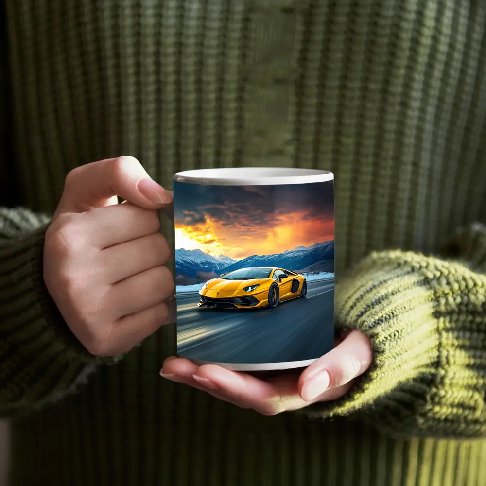 Lamborghini Aventador Yellow Mountain Road Drive – Mugs