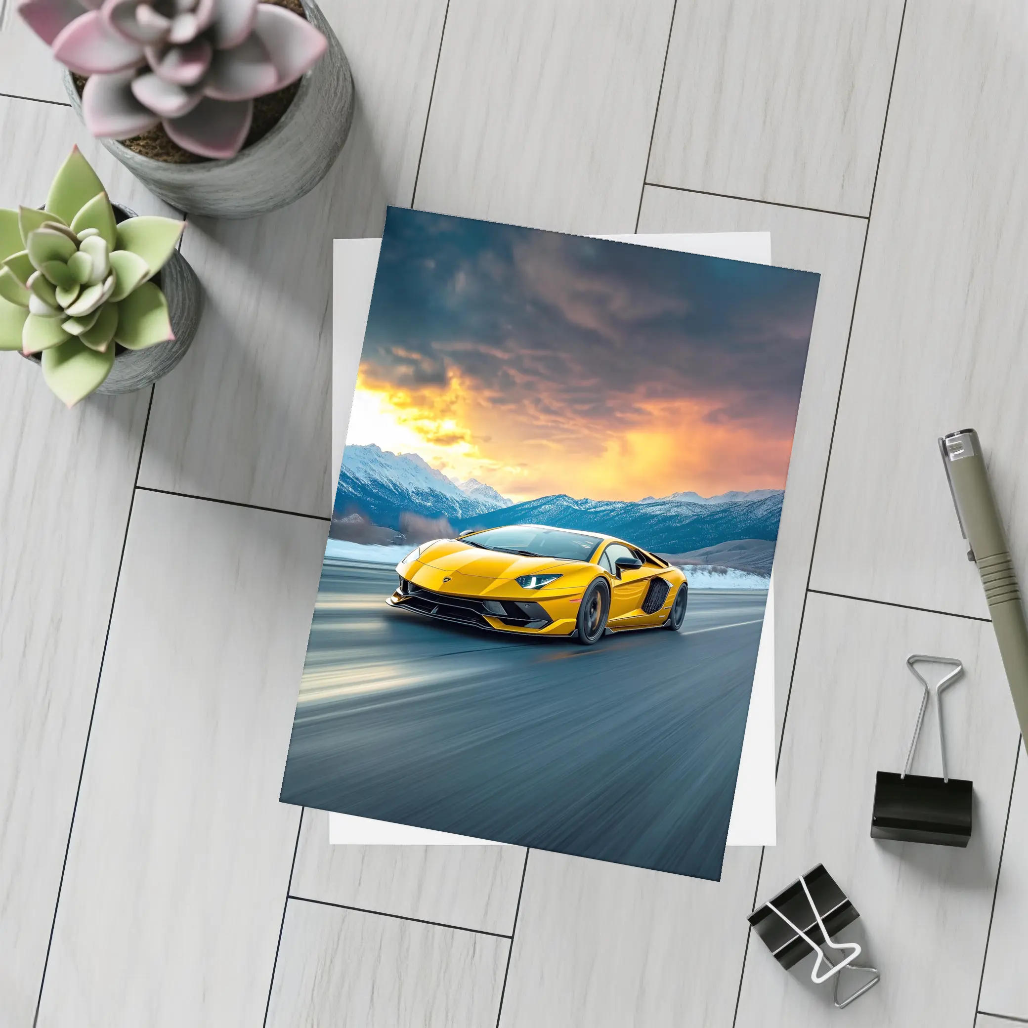 Lamborghini Aventador Yellow Mountain Road Drive – Postcards