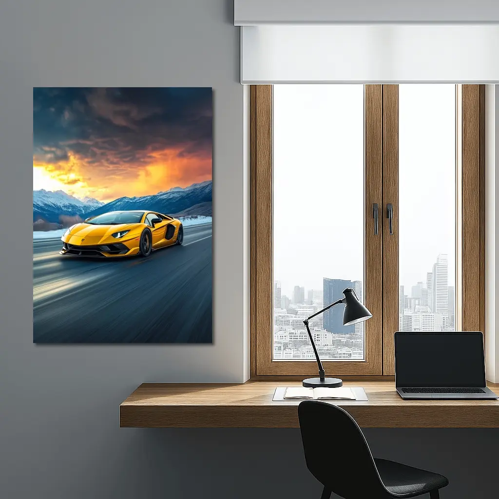 Lamborghini Aventador Yellow Mountain Road Drive – Wall Art