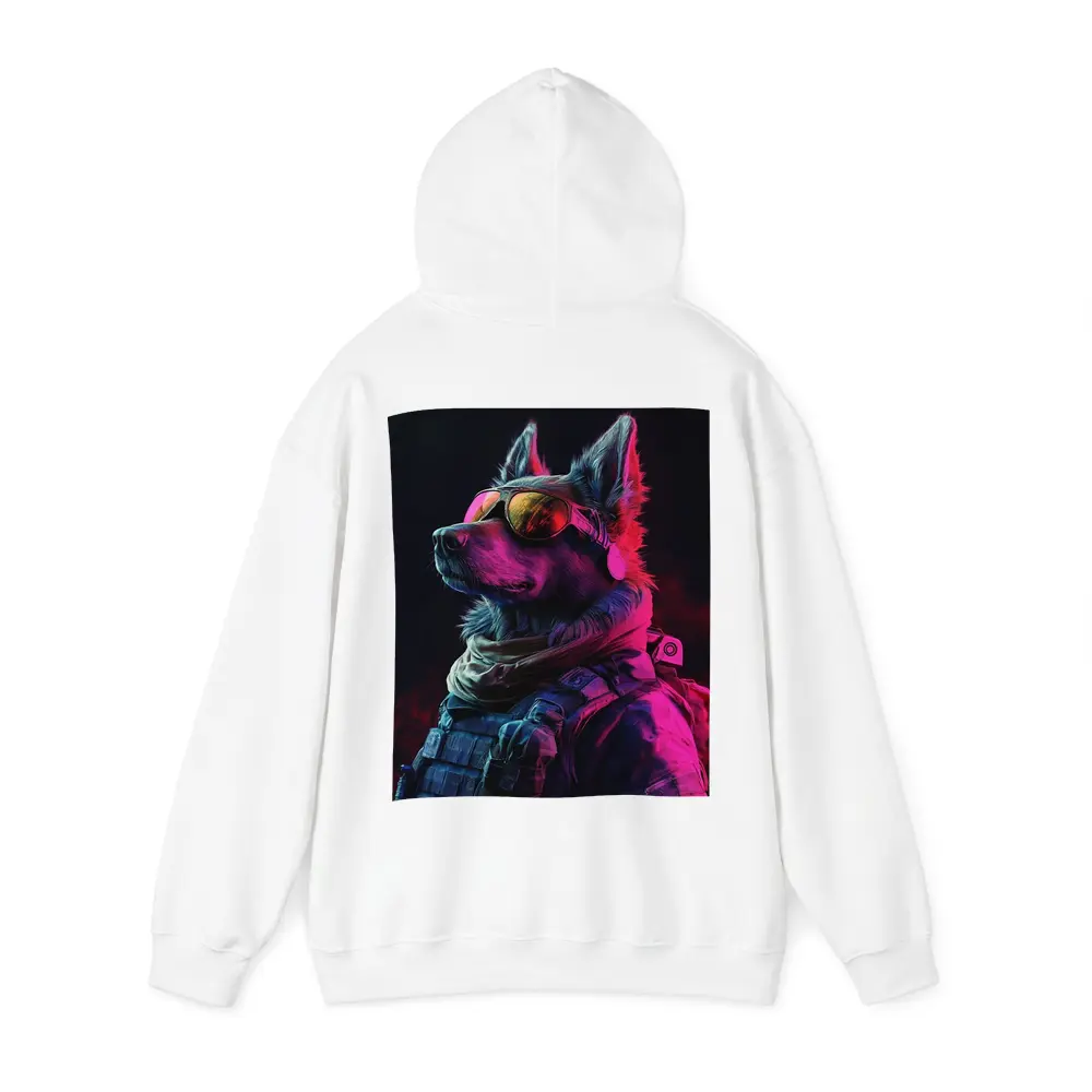 German Shepherd Tactical Gear Neon Dark Background – Hoodies