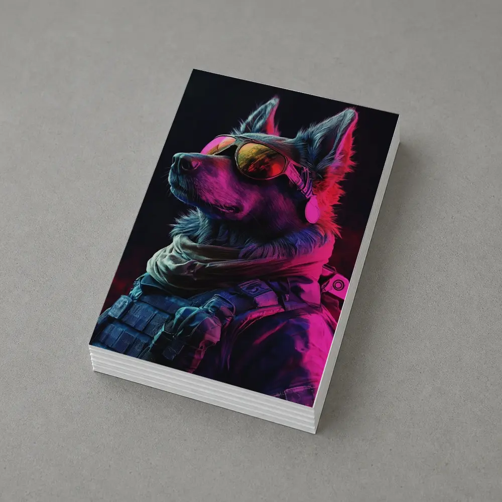German Shepherd Tactical Gear Neon Dark Background – Postcards