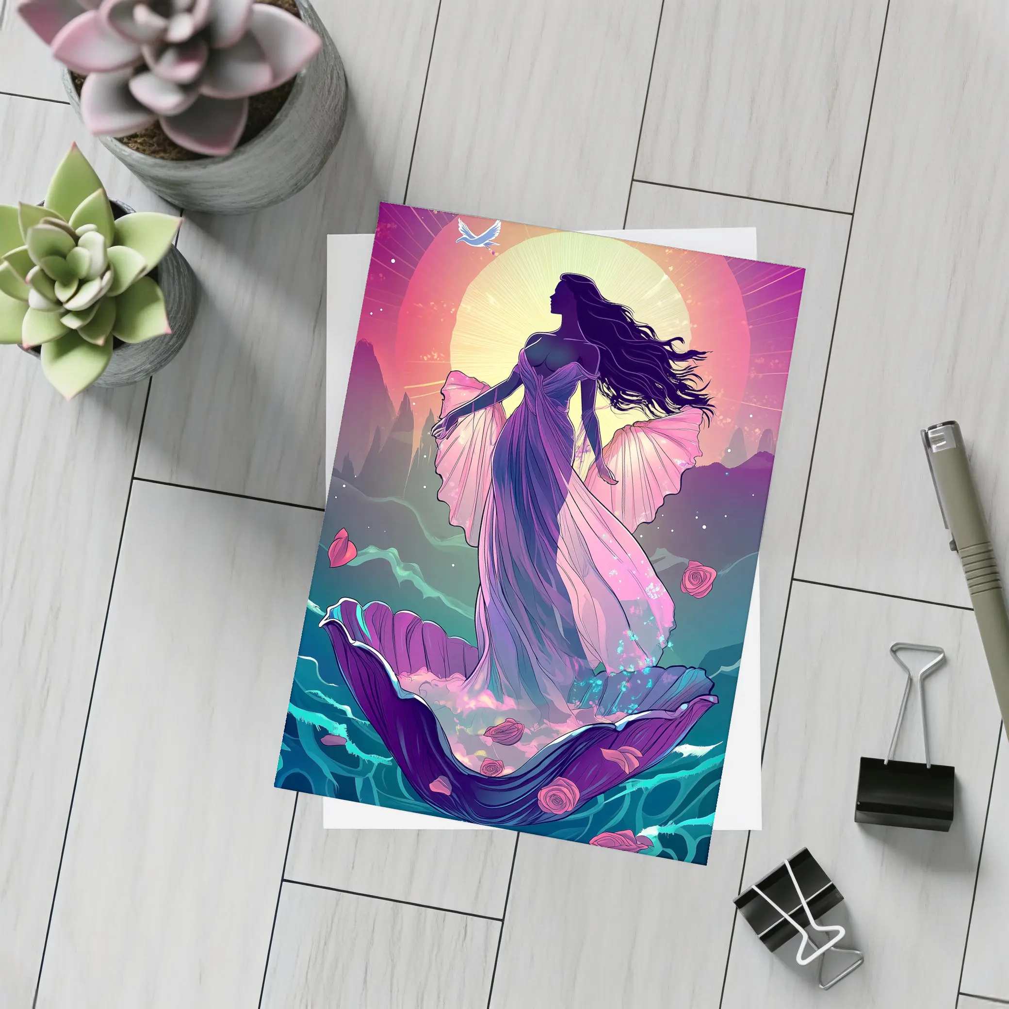 Fantasy Goddess Rising From Ocean Waves – Postcards