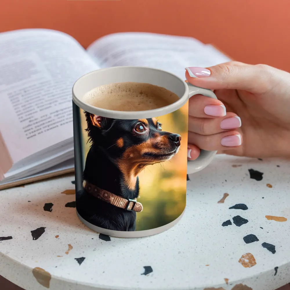 Miniature Pinscher Dog Looking Out Car Window – Mugs