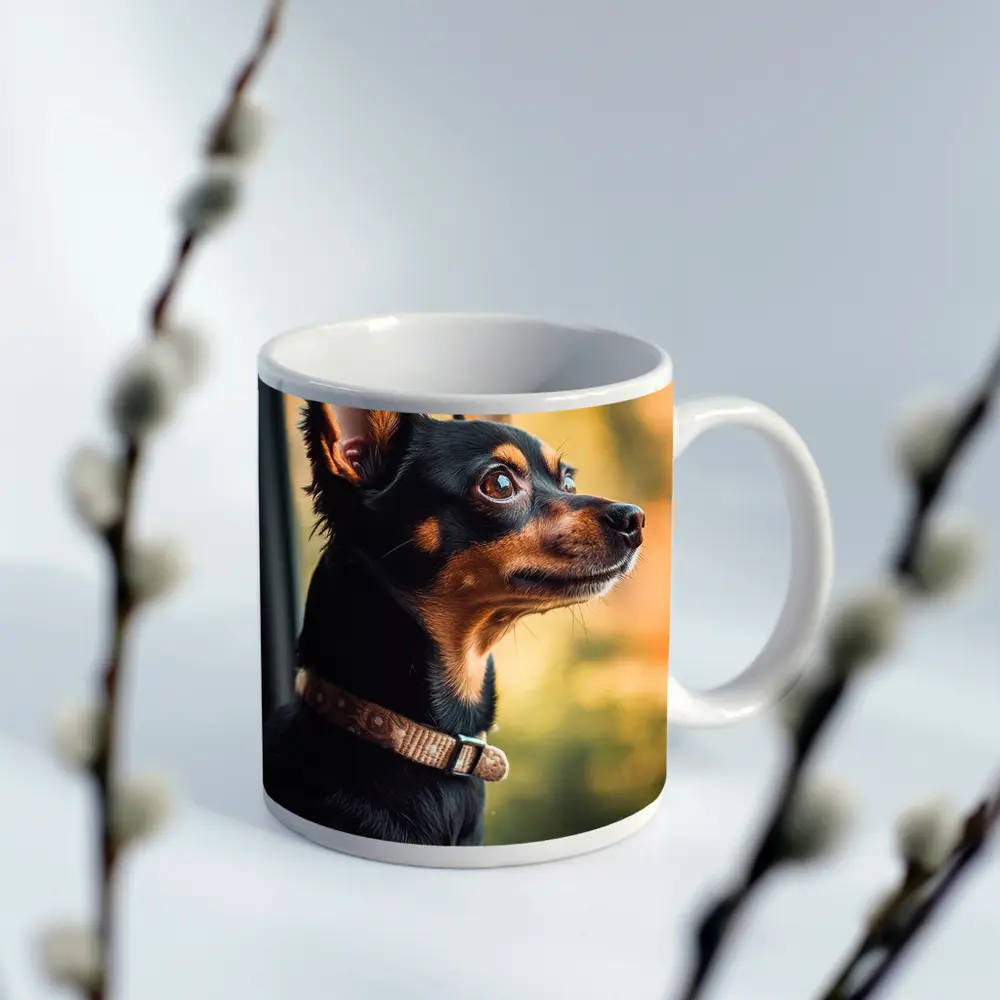 Miniature Pinscher Dog Looking Out Car Window – Mugs