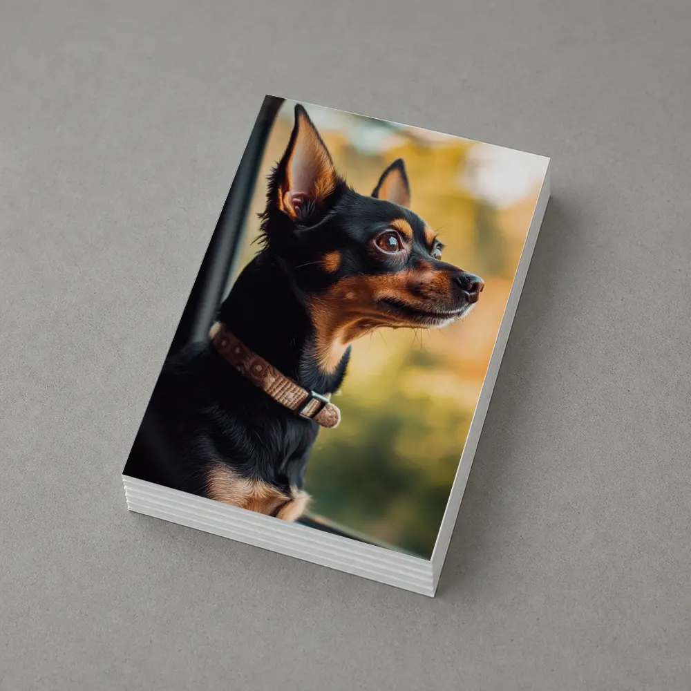 Miniature Pinscher Dog Looking Out Car Window – Postcards