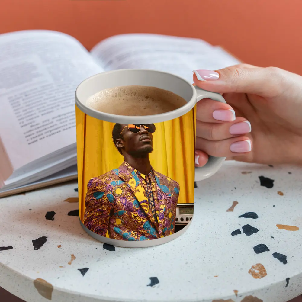 African Print Suit Man Disco Ball Yellow – Mugs