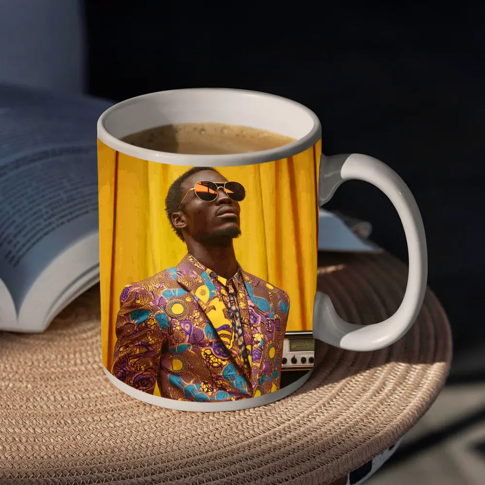 African Print Suit Man Disco Ball Yellow – Mugs