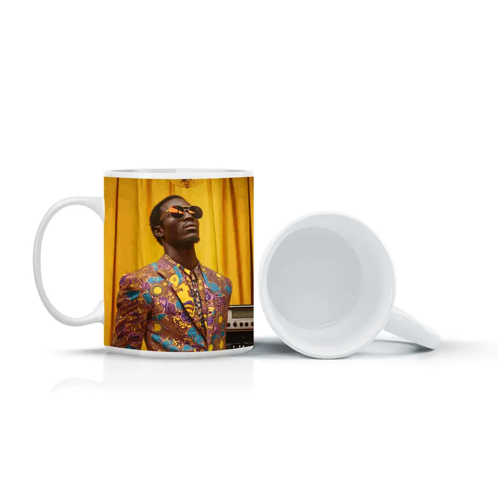 African Print Suit Man Disco Ball Yellow – Mugs