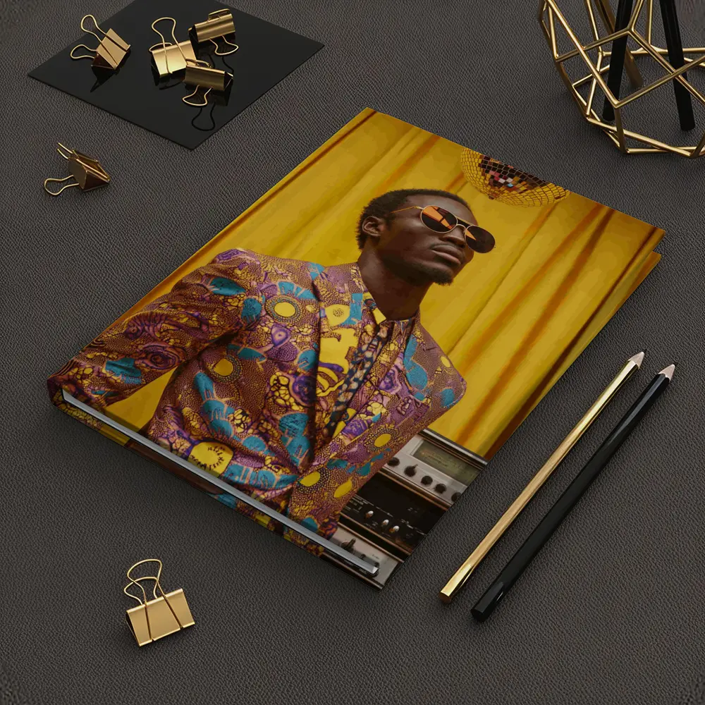 African Print Suit Man Disco Ball Yellow – Notebooks