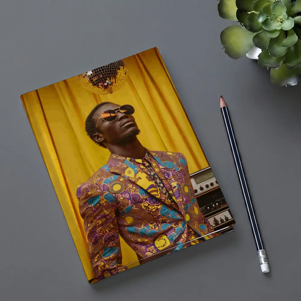 African Print Suit Man Disco Ball Yellow – Notebooks