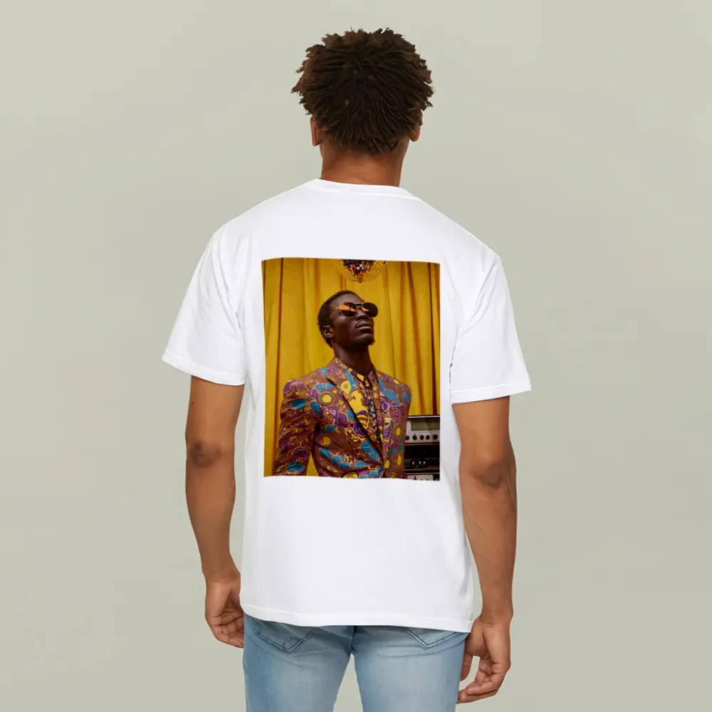 African Print Suit Man Disco Ball Yellow – T-Shirts