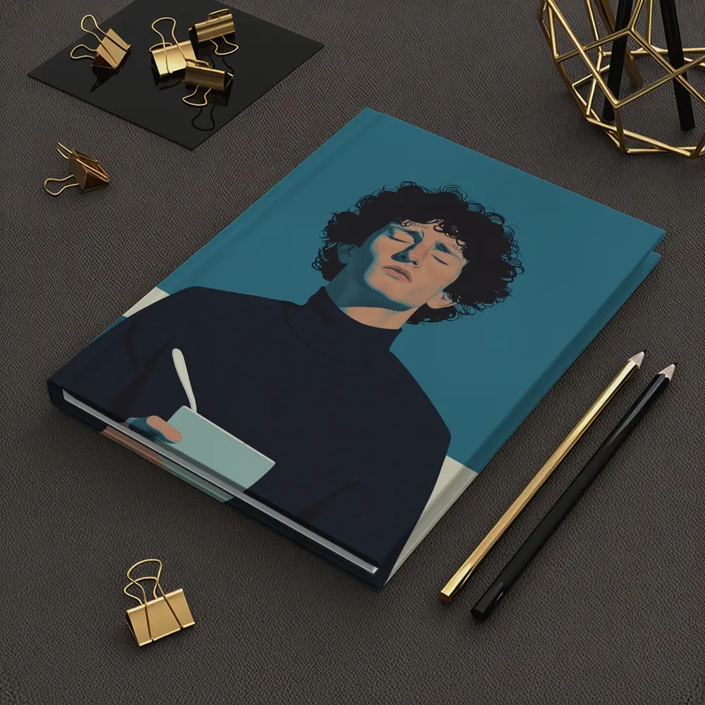Young Man Holding Bowl Eyes Closed Blue – Notebooks