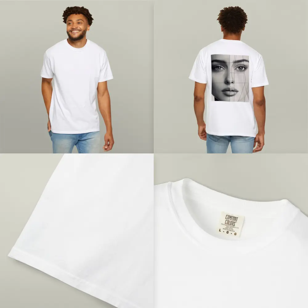 Woman Face Split Photo Sketch Portrait – T-Shirts