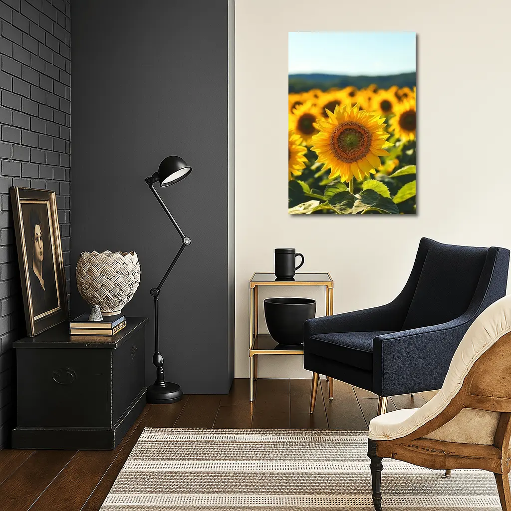 Sunflower Field Blue Sky Summer Day – Wall Art