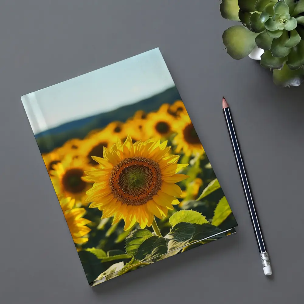 Sunflower Field Blue Sky Summer Day – Notebooks