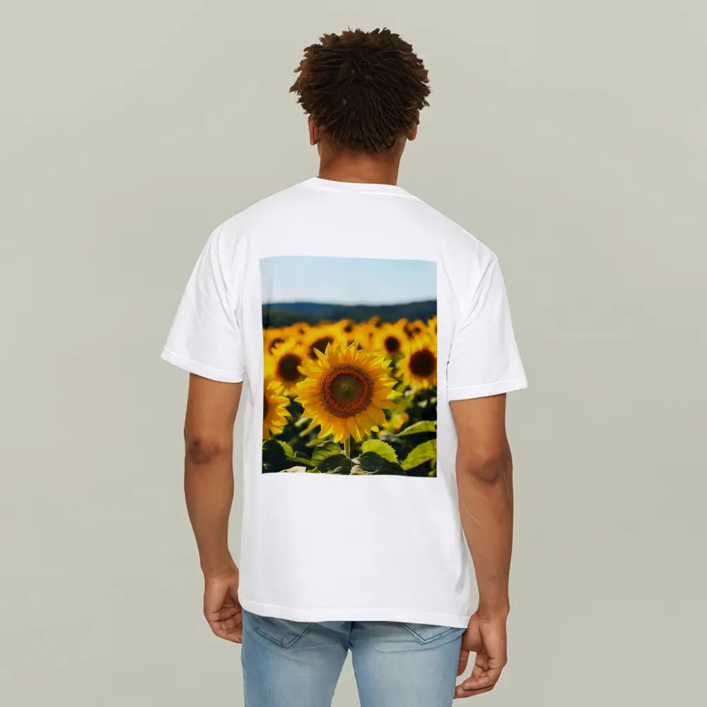 Sunflower Field Blue Sky Summer Day – T-Shirts