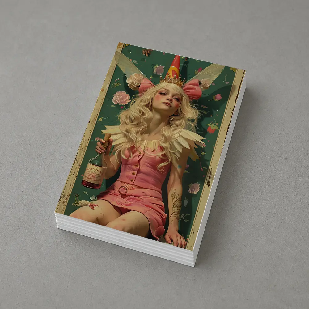 Fairy Queen Blonde Woman Pink Floral Background – Postcards